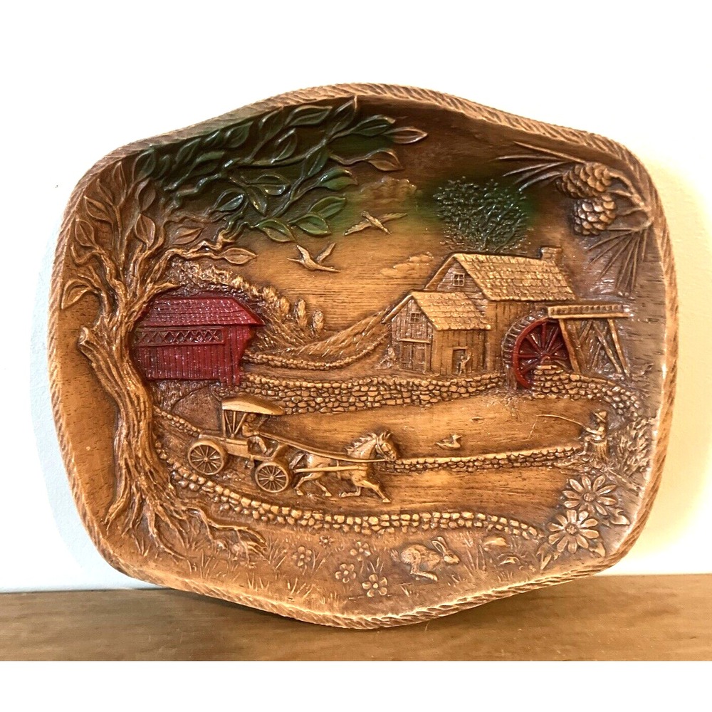 Vintage Wall Art Multi Prod Inc USA - Stream Mill Covered Bridge - Horse & Buggy